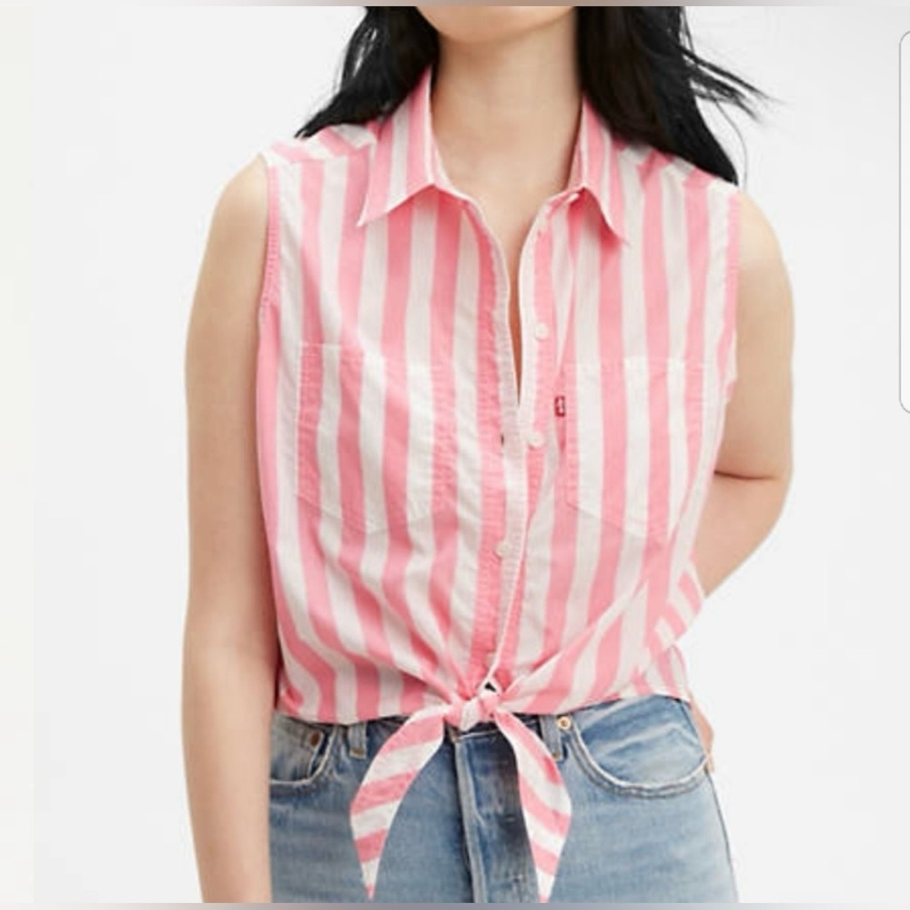 Levi’s Davina Sleeveless Tie-Front Striped Shirt
